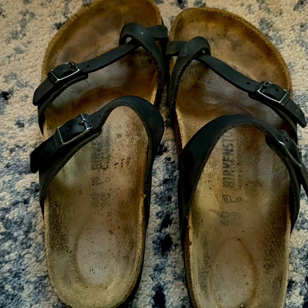 Black womens Birkenstock Mayari leather and cork sandal size 9 - 9.5